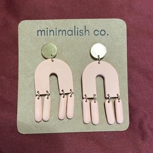 Peach and gold dangle earrings